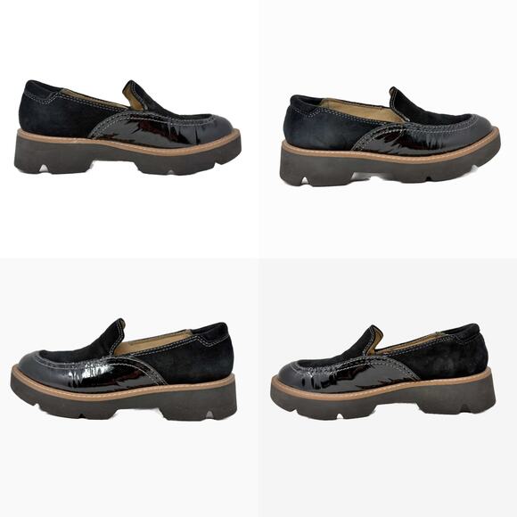 Naturalizer Loafer Patent Leather Flats for Women for sale  Naturalizer Lark Platform Loafers Womens size 6 W Black Patent + Suede Leather
